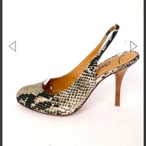 COPY - Lanvin Canvas Snake-print Slingback Pumps